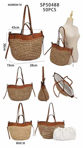 Bolsa verão de palha grande (pacote mais barato
