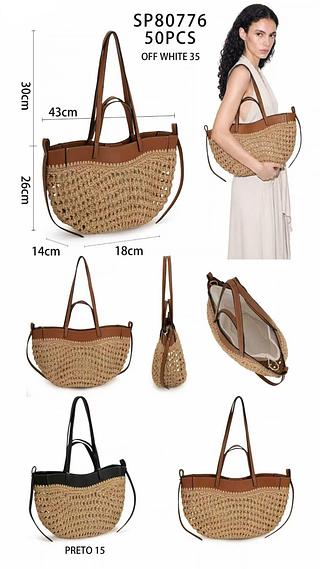 Bolsa verão de palha grande (pacote mais barato